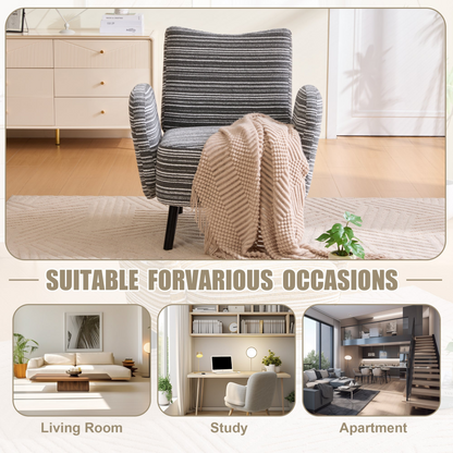 Modern armchair with sanded fabric, solid wood legs, and side storage pocket from Start2Finish, shown with plush cushioning.