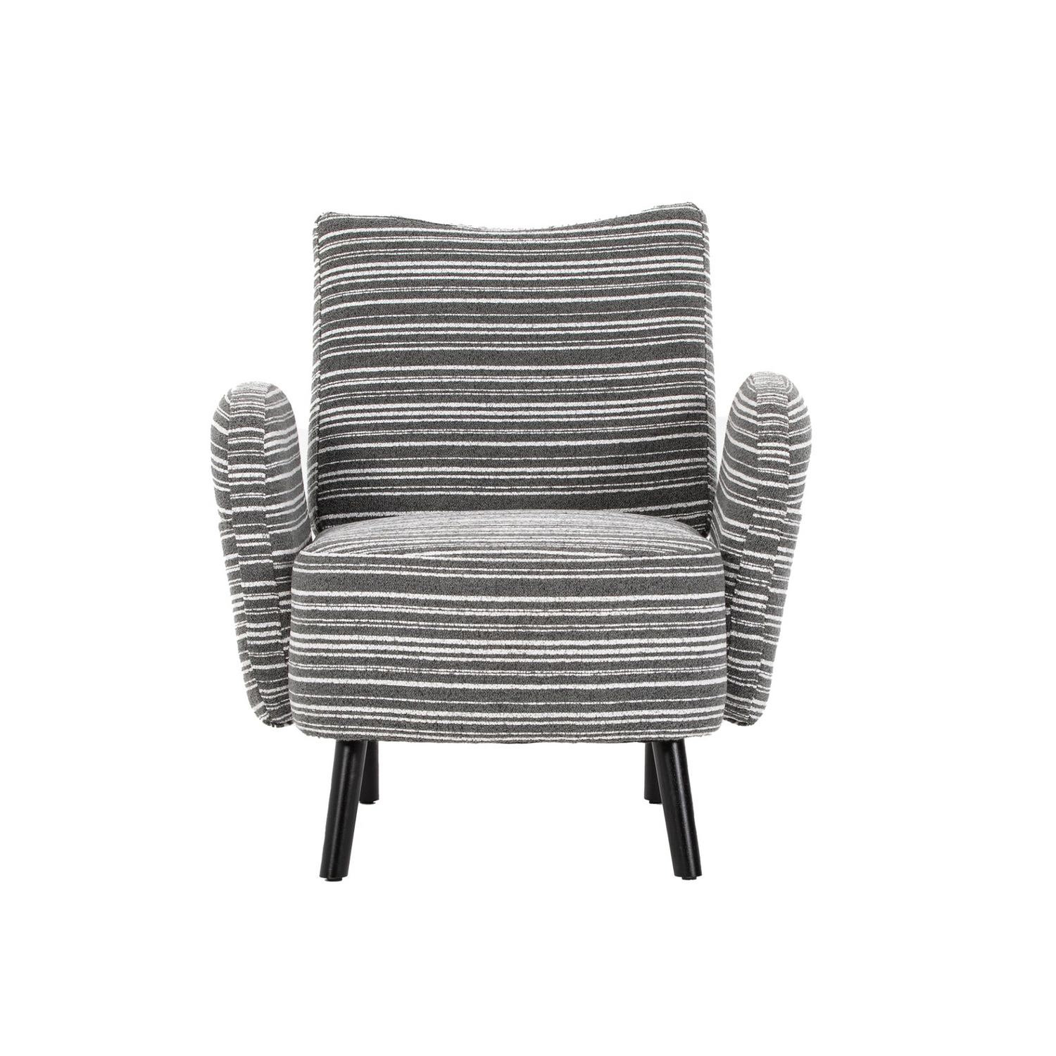 Modern Start2Finish armchair with sanded fabric, solid wood legs, and a side storage pocket for stylish comfort.