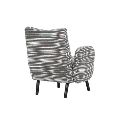 Modern armchair with sanded fabric, side storage pocket, and solid wood legs from Start2Finish, featuring a sleek, comfortable design.