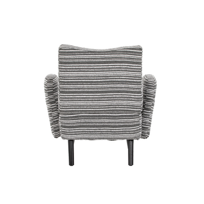 Modern armchair with sanded fabric, solid wood legs, and side storage pocket by Start2Finish, showcasing comfortable and stylish seating.