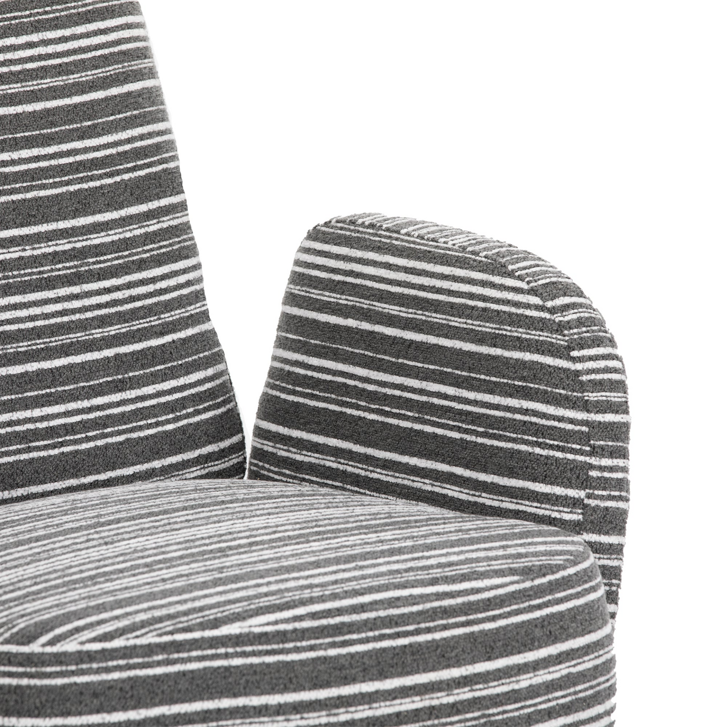 Modern armchair with sanded fabric, side storage pocket, and solid wood legs by Start2Finish, shown with plush cushioning and sleek design.