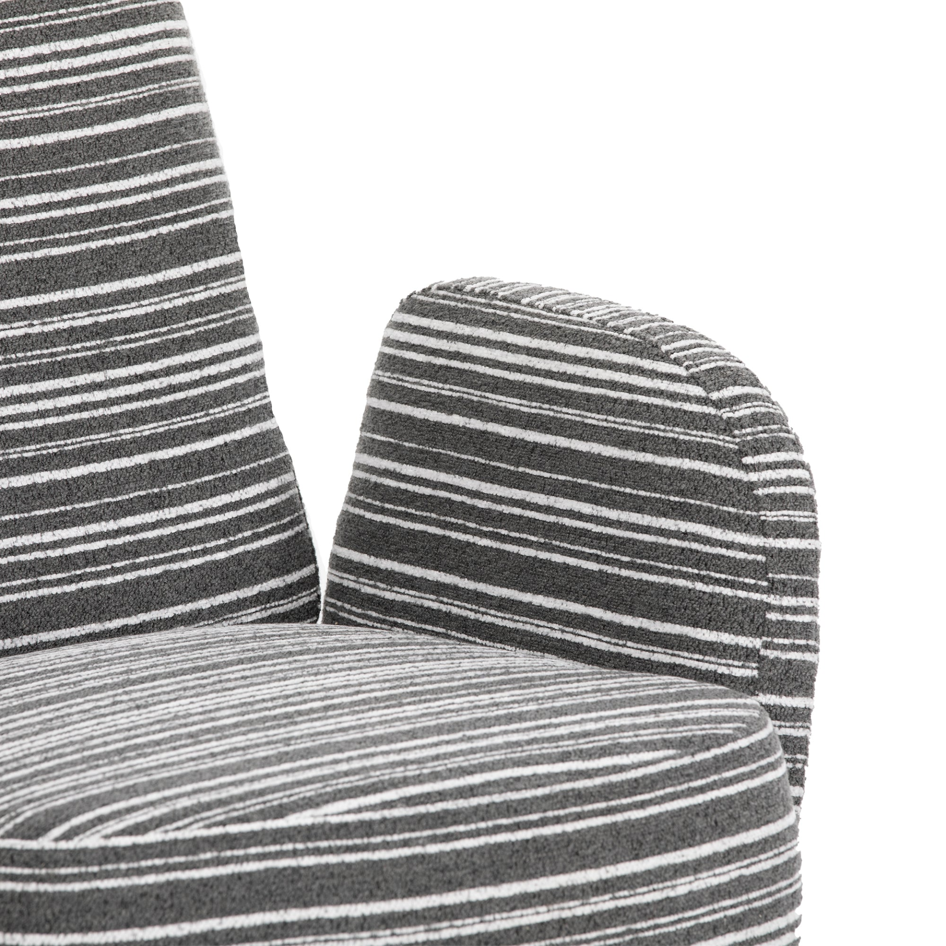 Modern armchair with sanded fabric, side storage pocket, and solid wood legs by Start2Finish, shown with plush cushioning and sleek design.