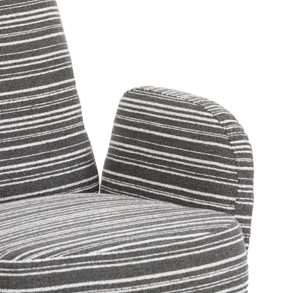Modern armchair with sanded fabric, side storage pocket, and solid wood legs by Start2Finish, shown with plush cushioning and sleek design.