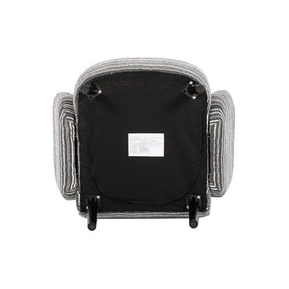 Modern armchair with sanded fabric, solid wood legs, and side storage pocket, showcasing a stylish and comfortable seating option.