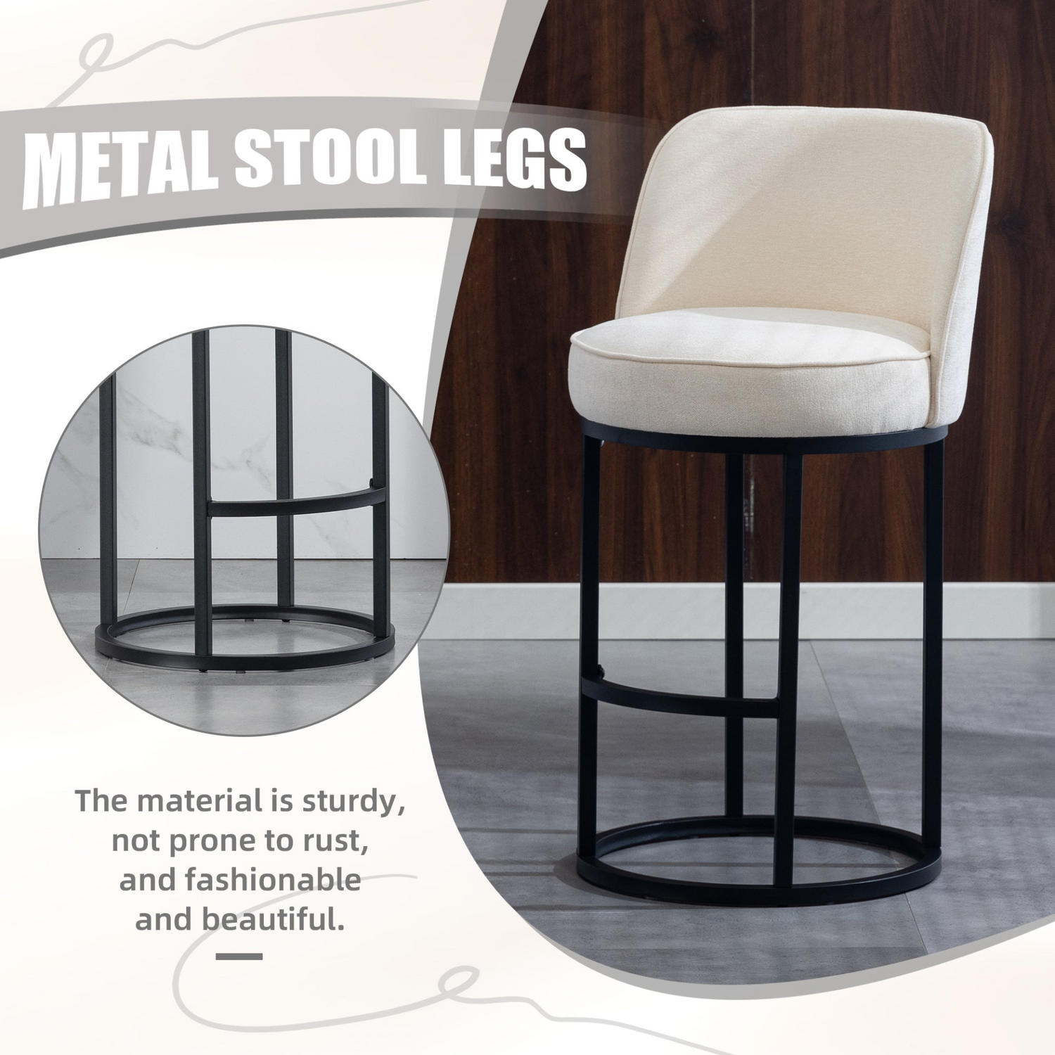 Modern Barrel Upholstered Accent Bar Stool with backrest from Start2Finish, featuring stylish design and comfortable home seating.