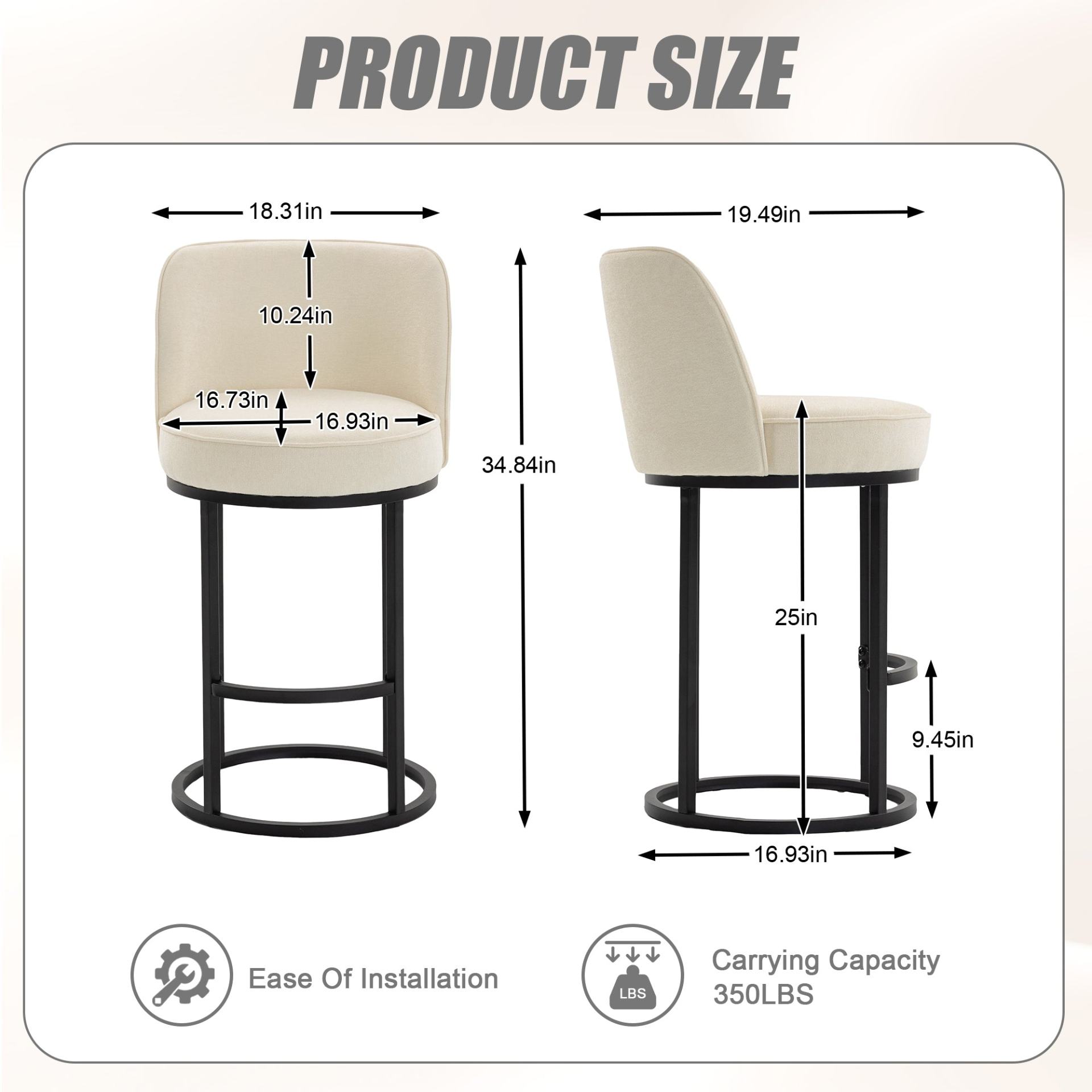Modern Barrel Upholstered Accent Bar Stools with backrests by Start2Finish, featuring stylish seating for home bars or kitchens.