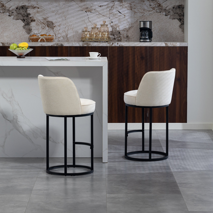 Start2Finish modern barrel upholstered accent bar stool with backrest, stylish home seating furniture, featuring a sleek design and plush upholstery.