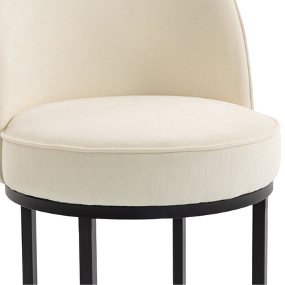 Modern barrel upholstered accent bar stool with backrest, featuring stylish design and sturdy legs for comfortable home seating.