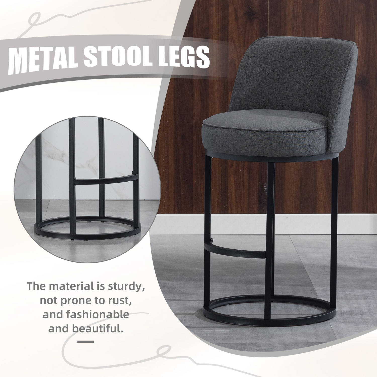 Start2Finish modern barrel upholstered accent bar stool with backrest, stylish home furniture for comfortable seating.