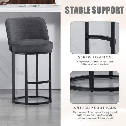 Modern barrel-shaped upholstered accent bar stool with backrest, designed for stylish home seating by Start2Finish.
