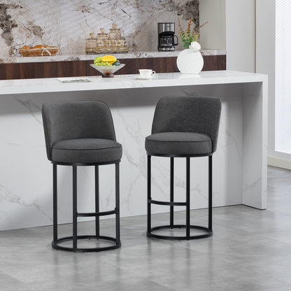 Start2Finish modern barrel upholstered accent bar stool with backrest, stylish home seating furniture in neutral fabric