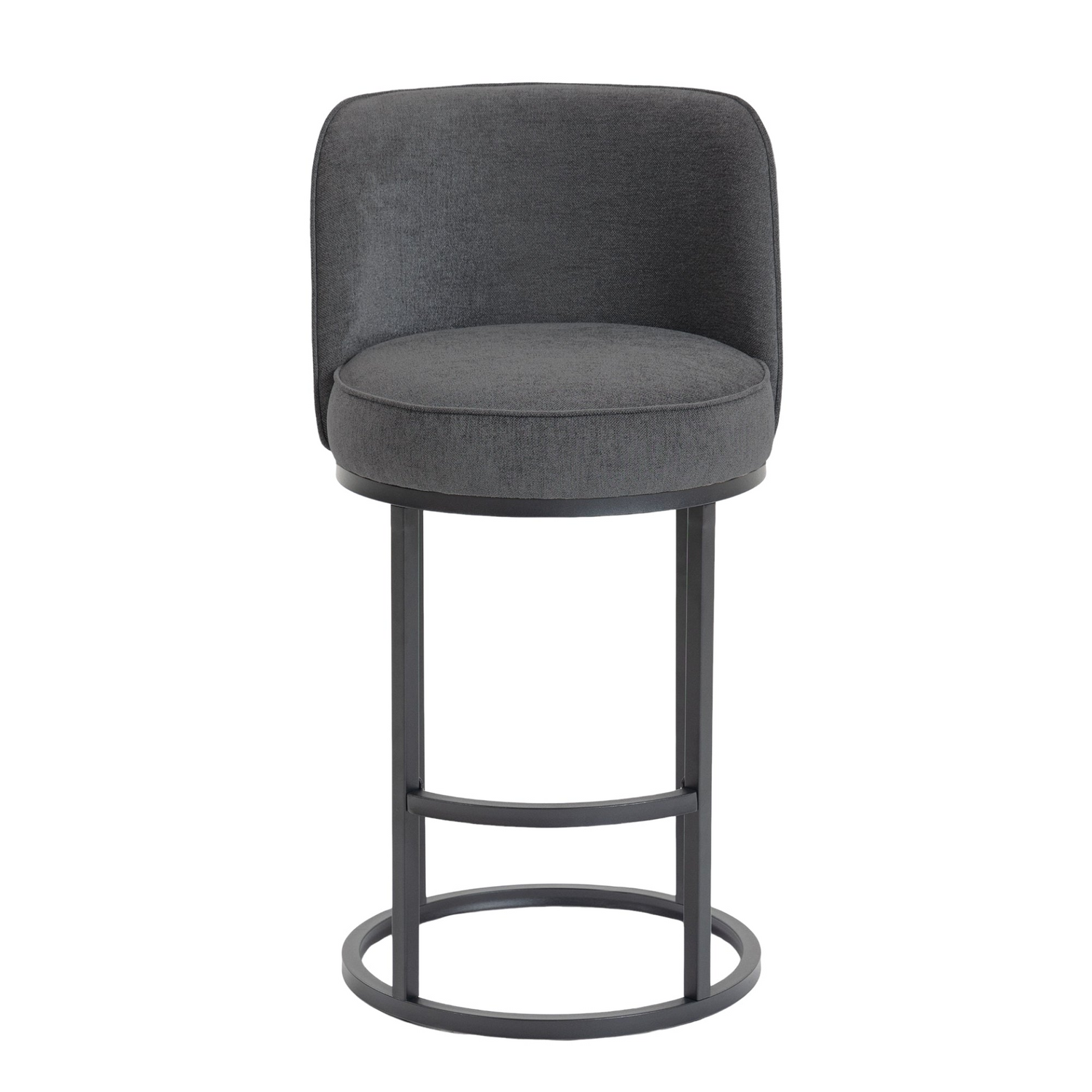 Modern Barrel Upholstered Accent Bar Stools with Backrest from Start2Finish, showcasing stylish home seating with plush cushioning and sleek design.