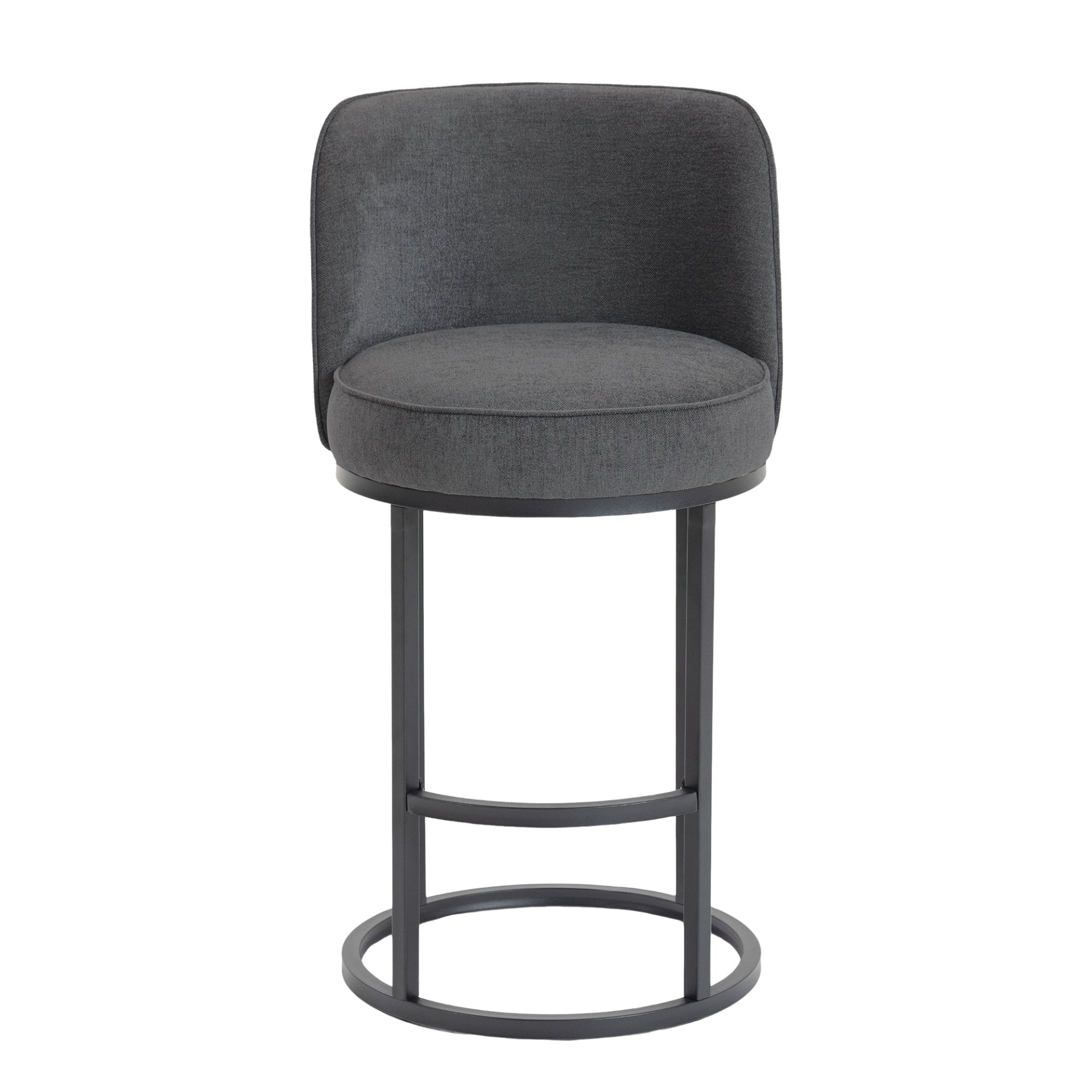 Modern Barrel Upholstered Accent Bar Stools with Backrest from Start2Finish, showcasing stylish home seating with plush cushioning and sleek design.