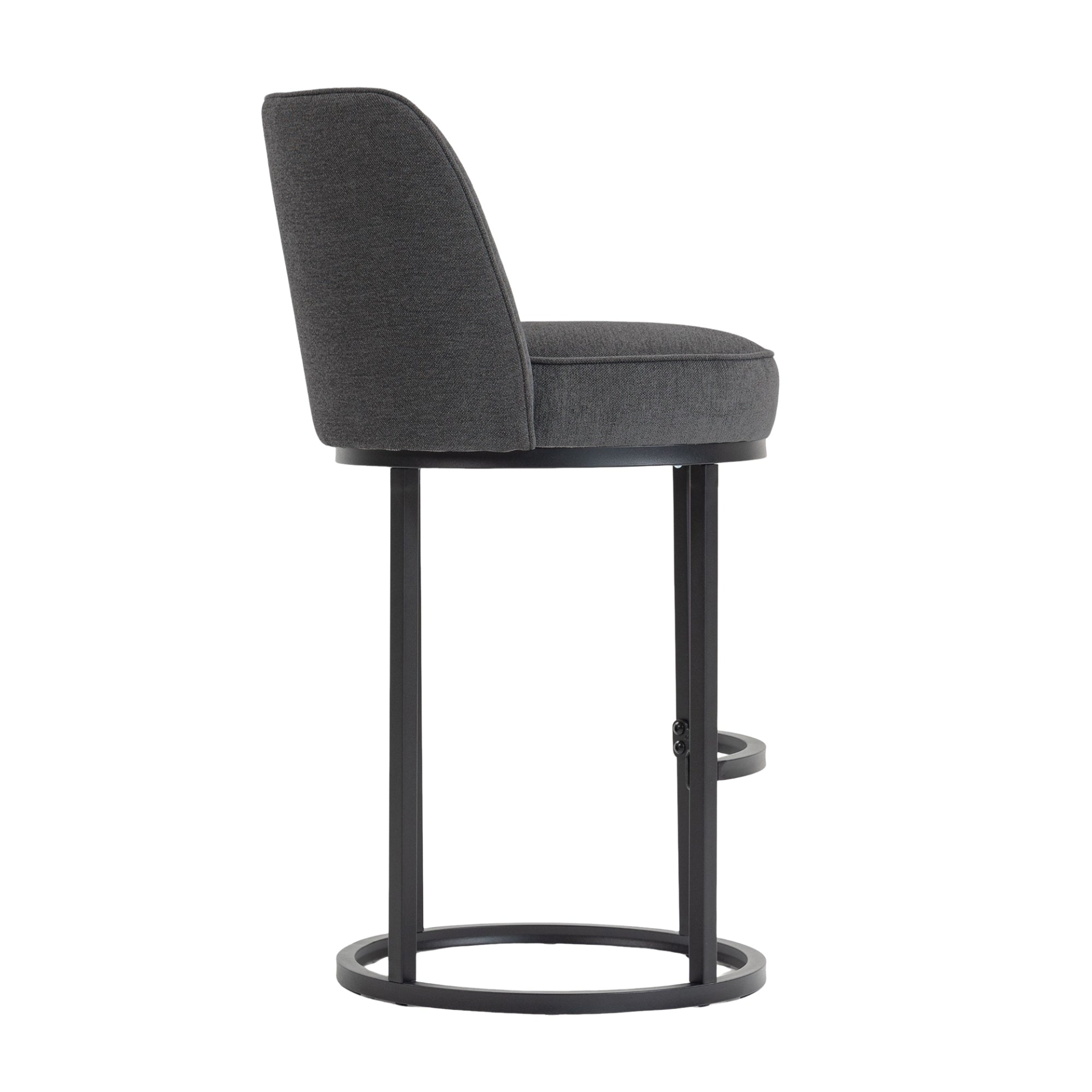 Modern barrel upholstered accent bar stools with backrests, stylish home furniture by Start2Finish, featuring plush seating and sleek design.