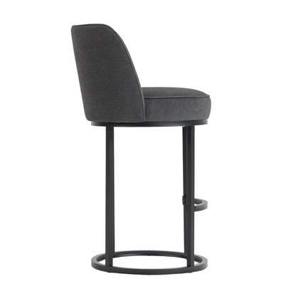 Modern barrel upholstered accent bar stools with backrests, stylish home furniture by Start2Finish, featuring plush seating and sleek design.