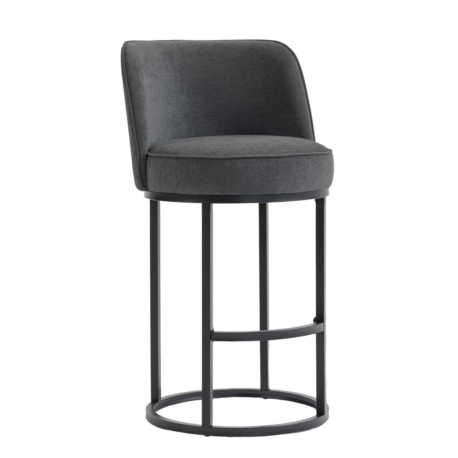 Modern barrel upholstered accent bar stools with backrests by Start2Finish, stylish home seating furniture in a contemporary design.