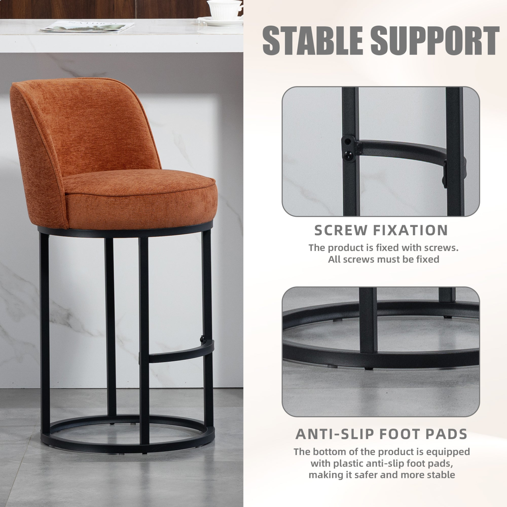 Start2Finish modern barrel upholstered accent bar stool with backrest, stylish home furniture for comfortable seating.