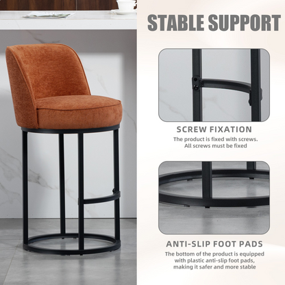 Start2Finish modern barrel upholstered accent bar stool with backrest, stylish home furniture for comfortable seating.