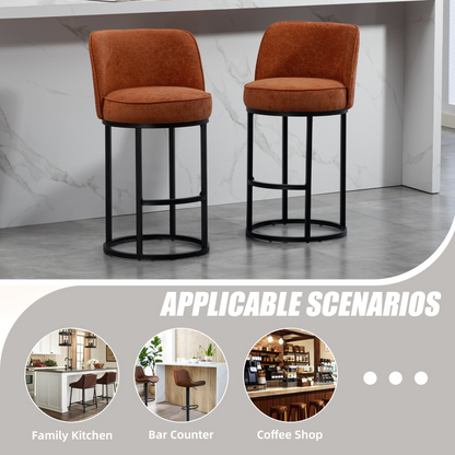 Start2Finish modern barrel upholstered accent bar stools with backrests, stylish home seating furniture in a contemporary design.