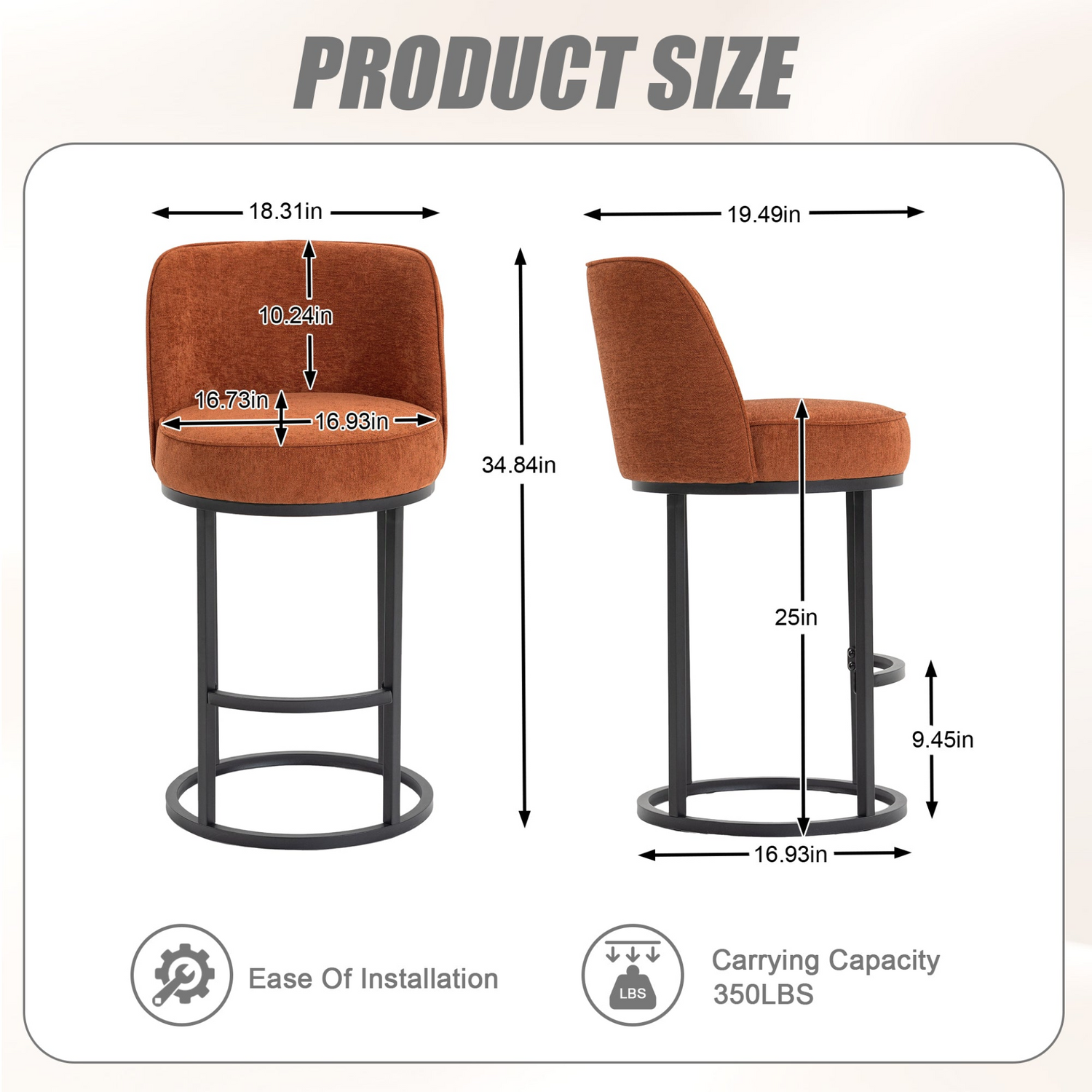 Modern barrel upholstered accent bar stools with backrest by Start2Finish, stylish home seating furniture in a contemporary design.