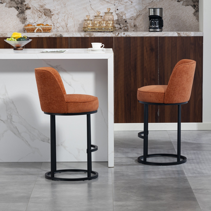 Modern barrel upholstered accent bar stool with backrest from Start2Finish, featuring plush fabric and stylish design for home seating.
