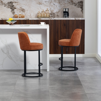 Modern barrel upholstered accent bar stool with backrest, stylish home seating by Start2Finish.