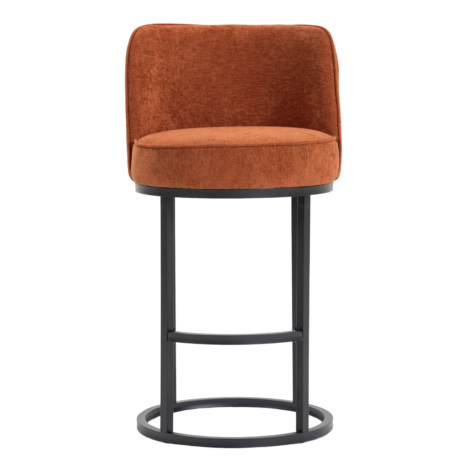 Modern Barrel Upholstered Accent Bar Stools with Backrest from Start2Finish, showcasing stylish home seating with plush fabric and sturdy design.
