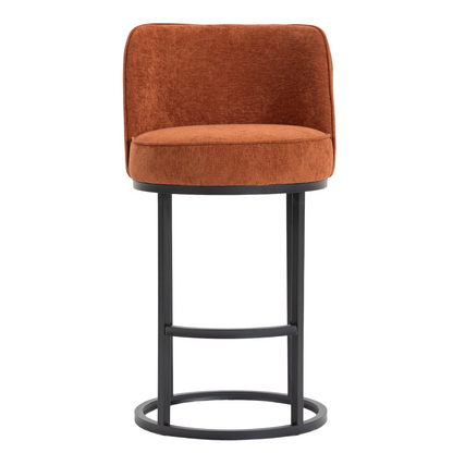 Modern Barrel Upholstered Accent Bar Stools with Backrest from Start2Finish, showcasing stylish home seating with plush fabric and sturdy design.