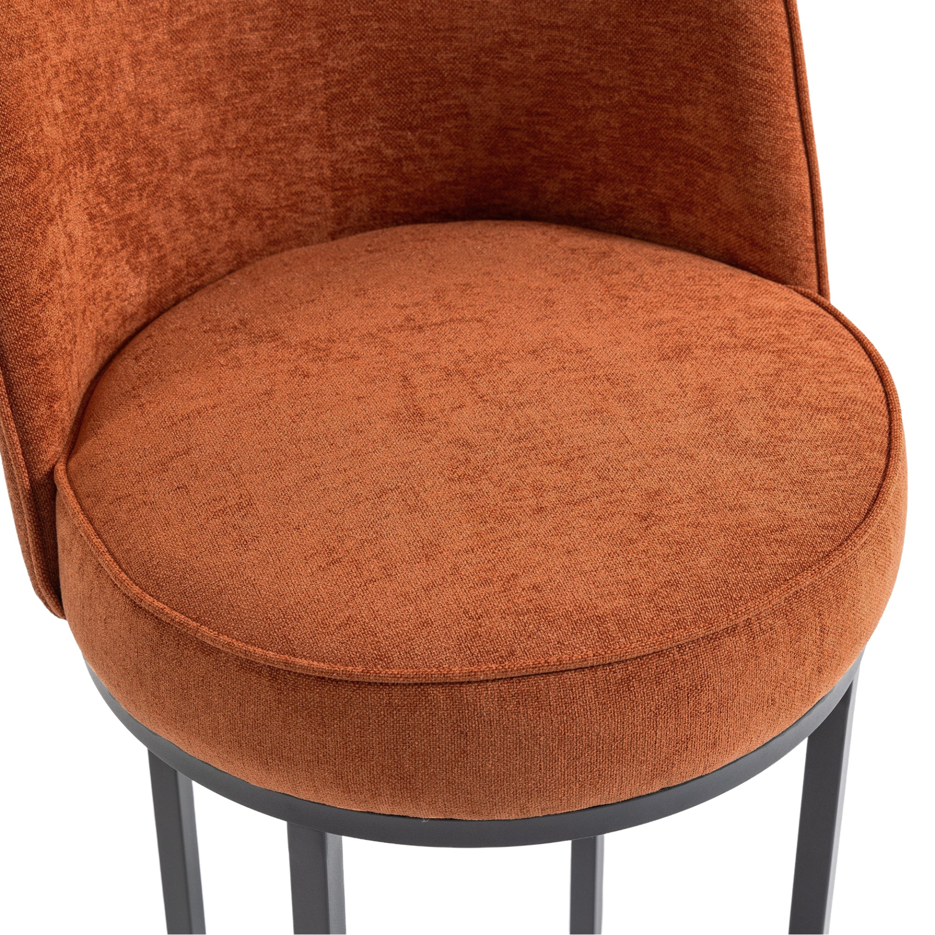 Modern Start2Finish barrel-shaped upholstered accent bar stools with backrests, ideal for stylish home seating.