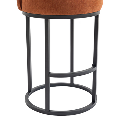 Modern barrel upholstered accent bar stool with backrest by Start2Finish, featuring stylish home seating and plush fabric.
