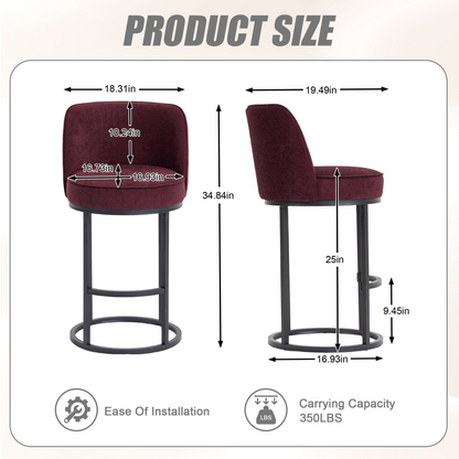 Modern barrel upholstered accent bar stool with backrest by Start2Finish, stylish home seating with plush cushioning and sleek design.