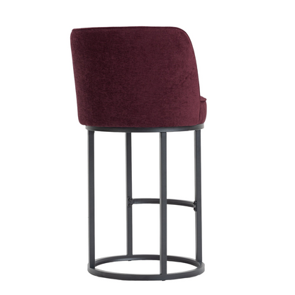 Start2Finish modern barrel upholstered accent bar stools with backrests, stylish home seating furniture in a contemporary design.