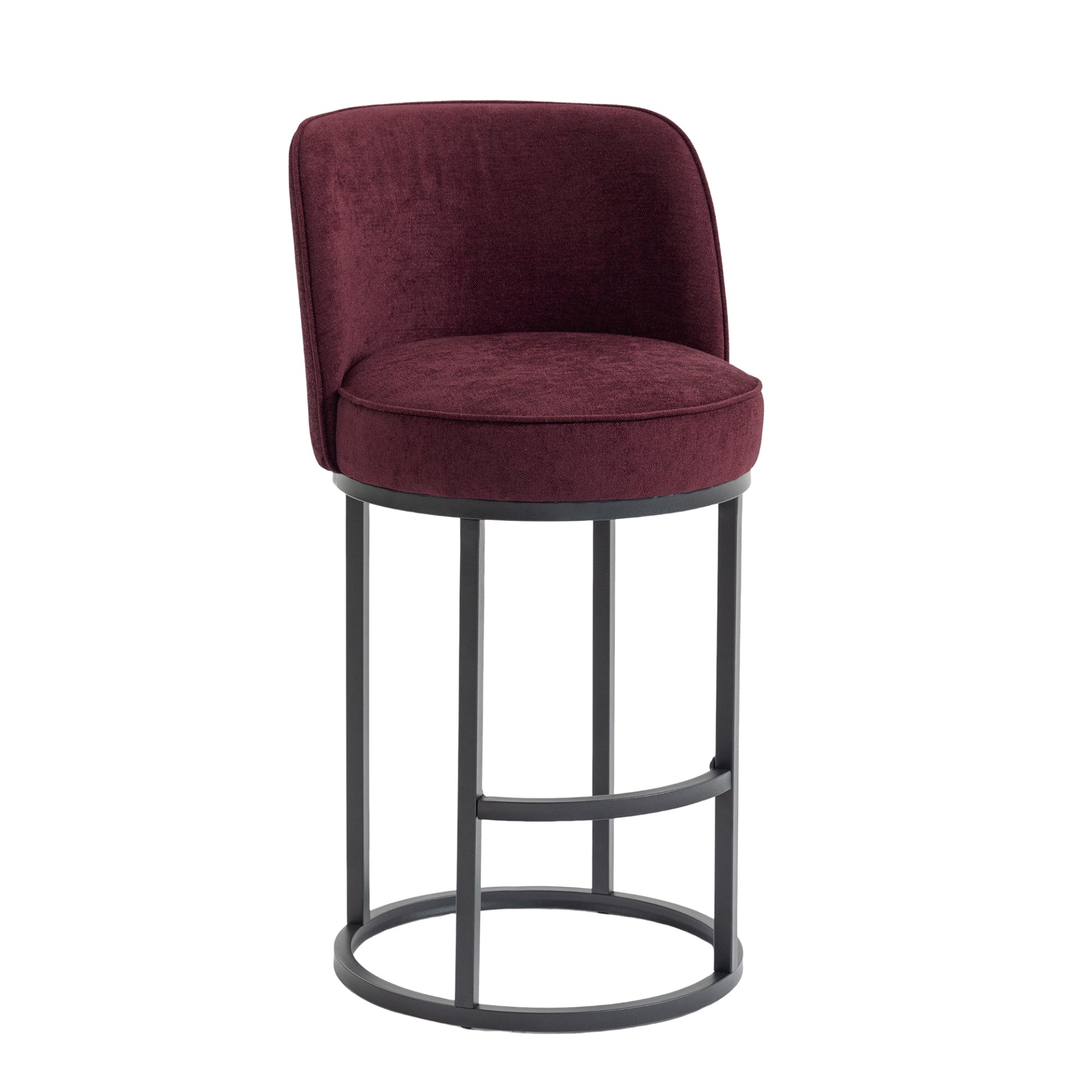 Modern barrel upholstered accent bar stools with backrests, stylish furniture by Start2Finish for home seating.