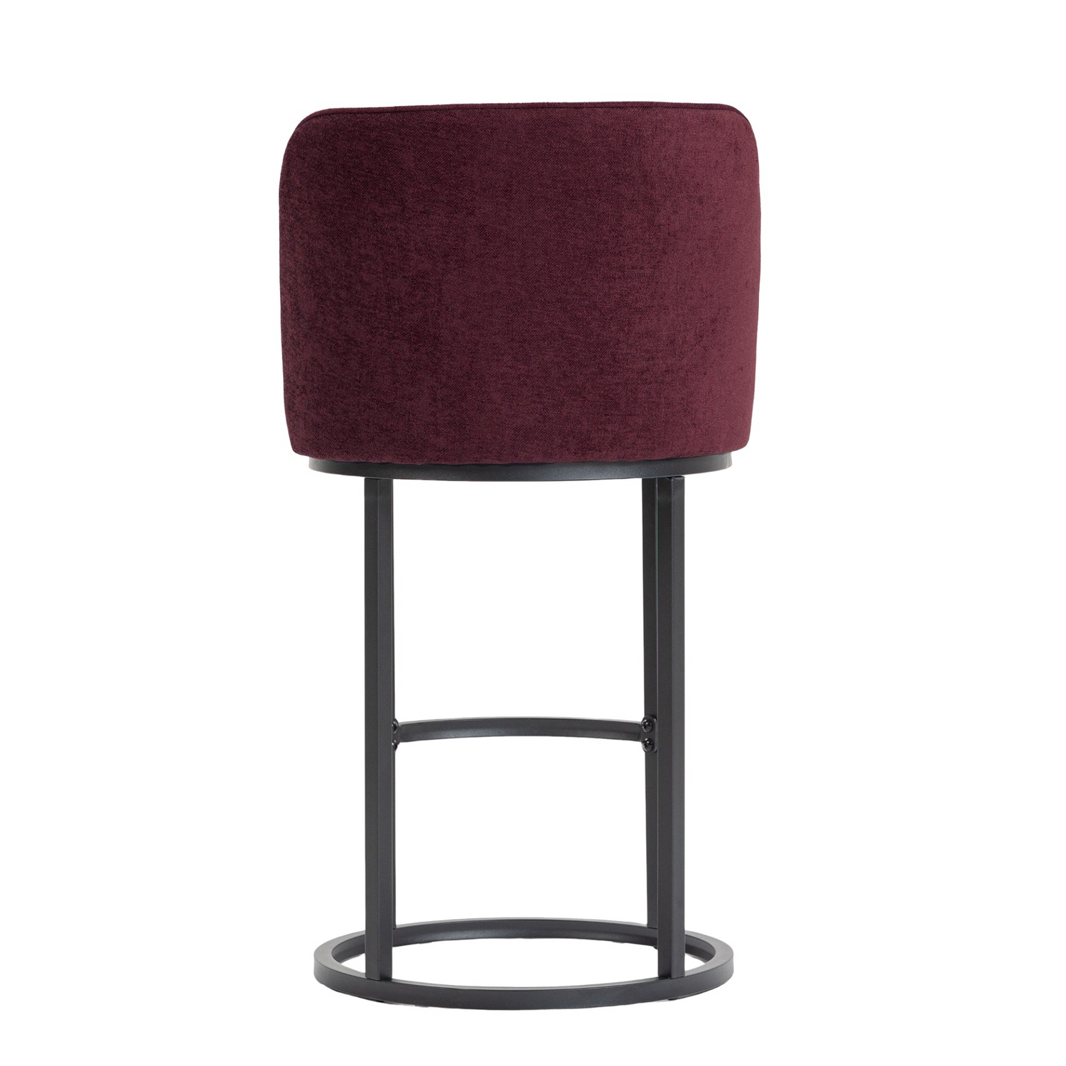 Modern Start2Finish barrel upholstered accent bar stools with backrests, featuring stylish home seating and sleek furniture design.