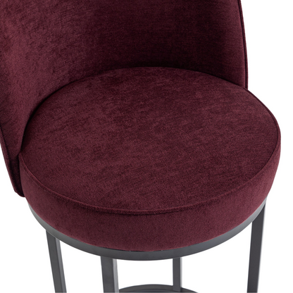 Modern barrel upholstered accent bar stools with backrests, stylish home furniture by Start2Finish, featuring cushioned seats and sleek design.