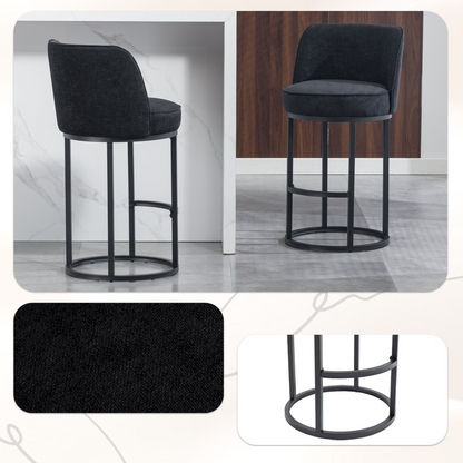 Modern barrel upholstered accent bar stool with backrest, stylish furniture by Start2Finish for home seating.