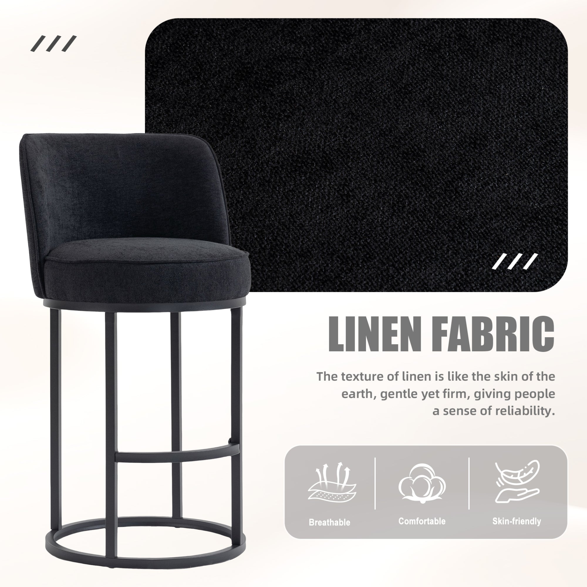 Modern barrel upholstered accent bar stools with backrests, stylish furniture by Start2Finish for comfortable home seating.