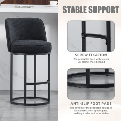 Modern barrel upholstered accent bar stool with backrest by Start2Finish, featuring stylish design and comfortable home seating.
