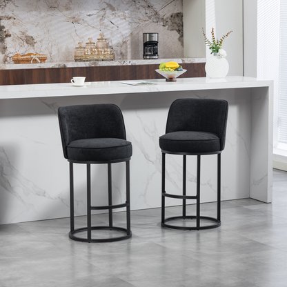 Modern barrel upholstered accent bar stool with backrest by Start2Finish, stylish home seating furniture in a contemporary design.