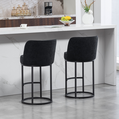 Modern barrel upholstered accent bar stools with backrest by Start2Finish, featuring stylish home seating and plush fabric upholstery.