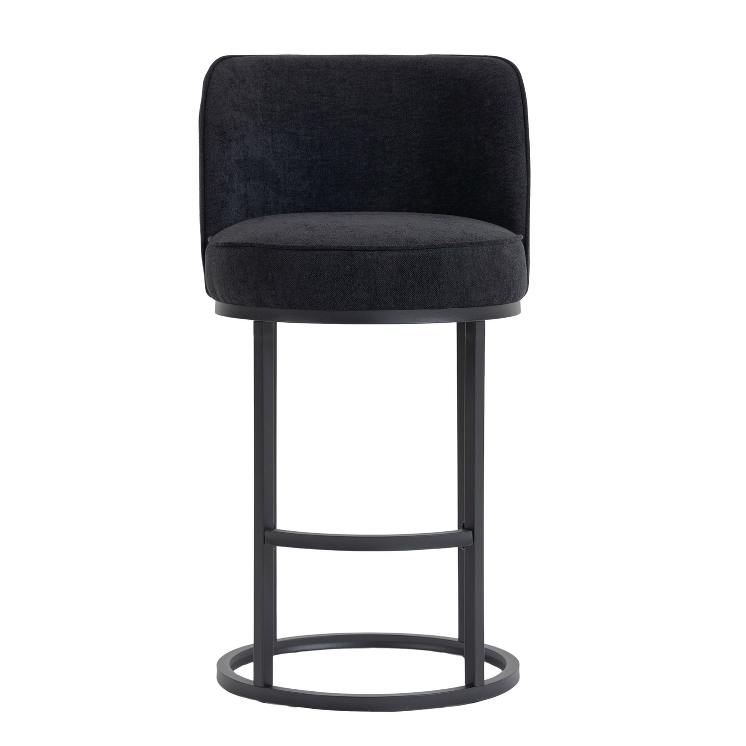 Modern barrel-shaped upholstered accent bar stool with backrest from Start2Finish, featuring stylish home seating and contemporary design.
