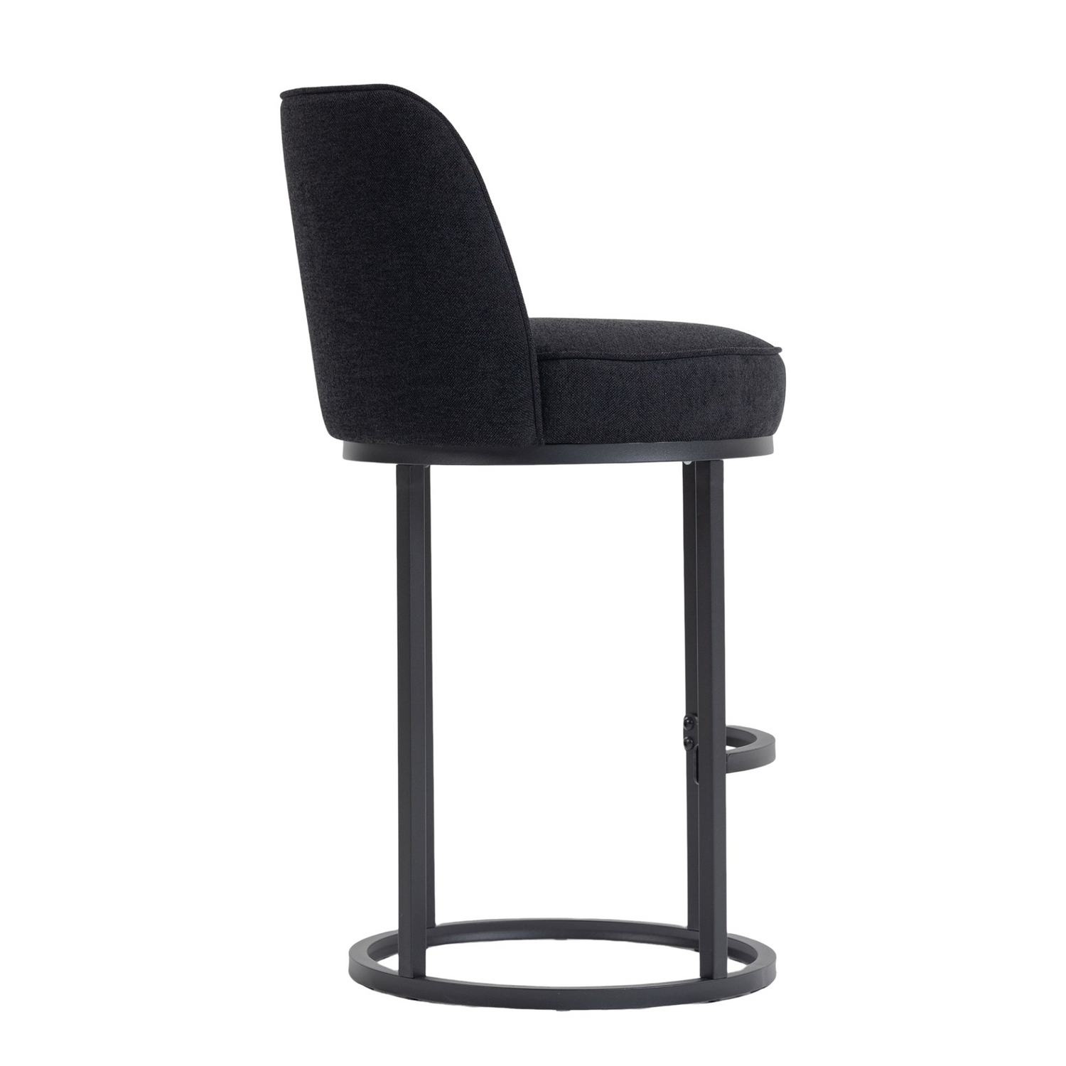 Start2Finish modern barrel upholstered bar stool with backrest, stylish home seating furniture in a contemporary design.