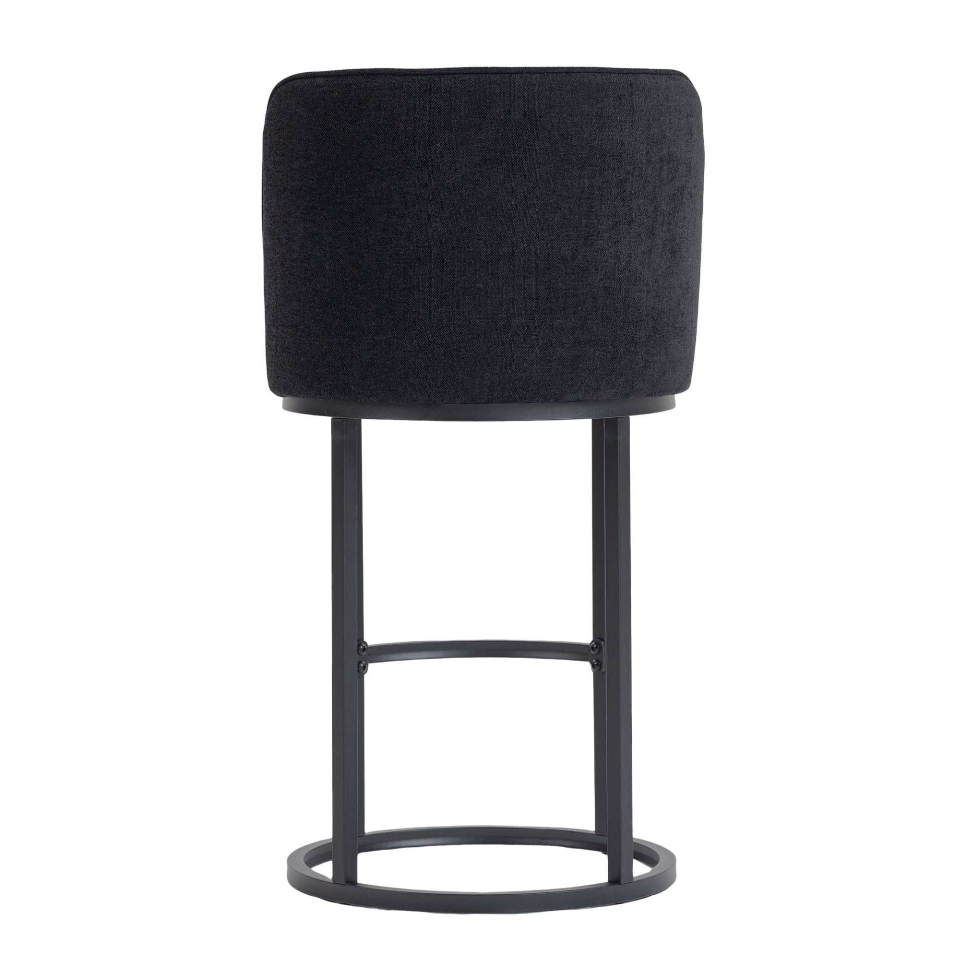 Modern barrel upholstered accent bar stools with backrests, stylish home furniture by Start2Finish, featuring plush cushioning and sleek design.