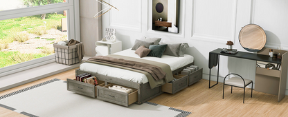 Start2Finish antique-inspired platform bed with built-in storage drawers and elegant design, featuring a sturdy frame and decorative details.