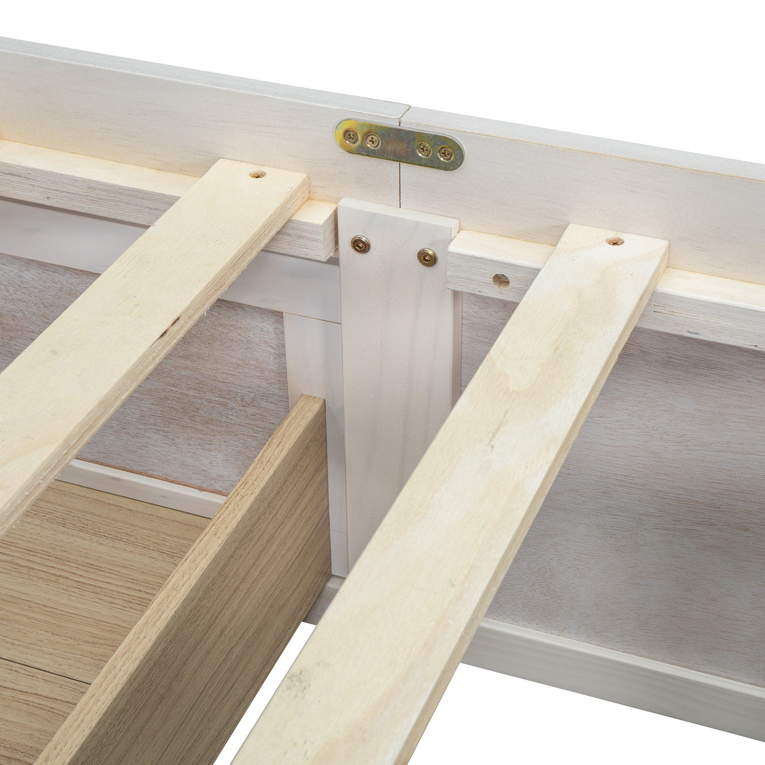 Start2Finish platform bed with antique-inspired design and built-in storage drawers, showcasing its elegant wood finish and spacious drawers.