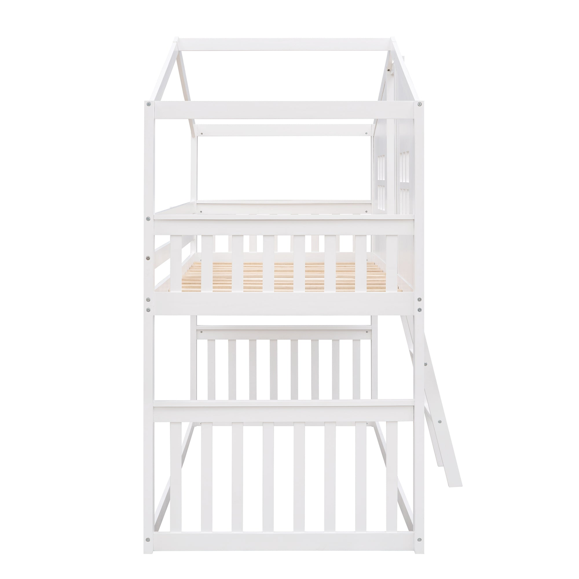 Start2Finish twin over twin wood bunk bed with ladder, ideal for kids and teens, featuring sturdy construction and classic design.