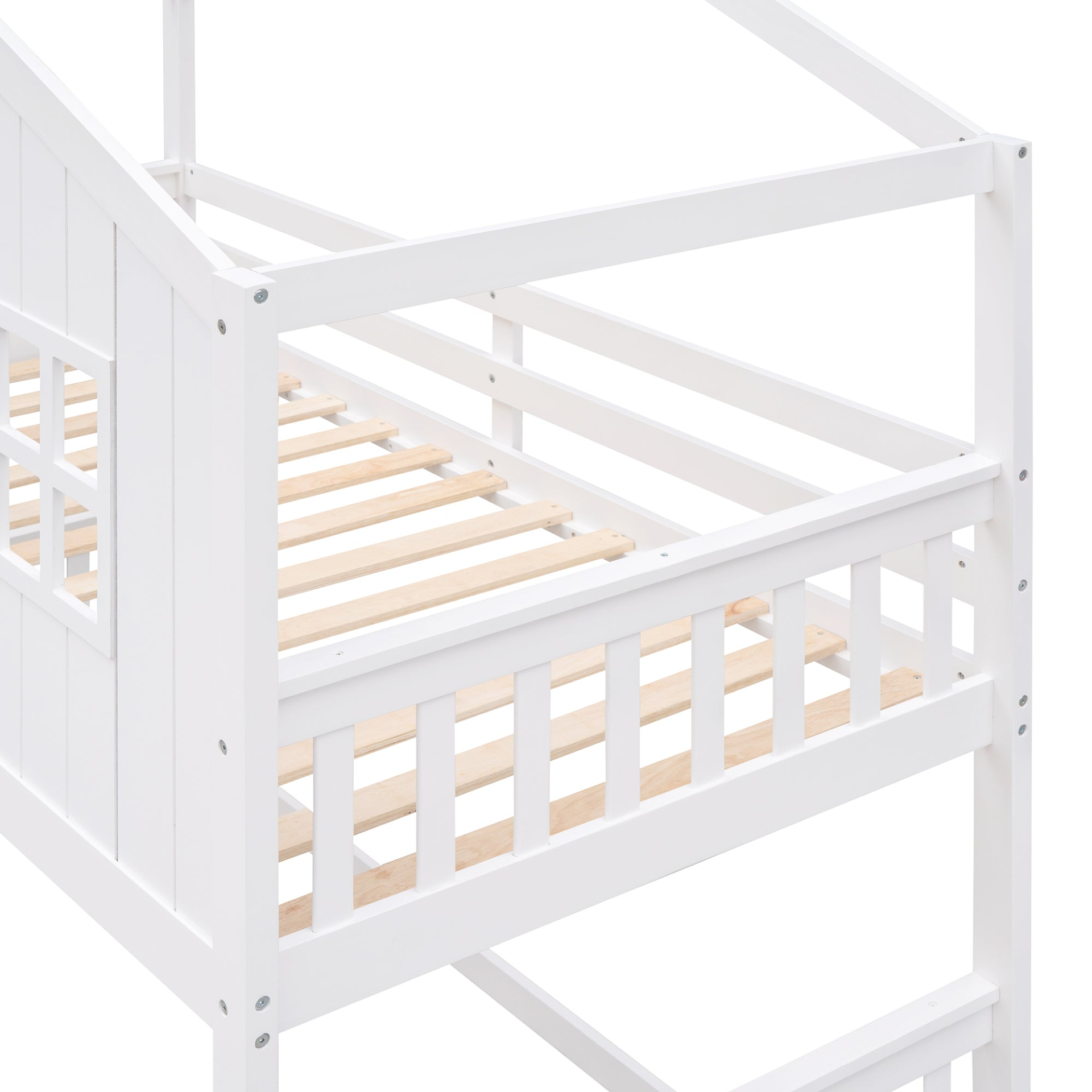 Start2Finish twin over twin wood bunk bed with ladder, ideal for kids and teens, featuring a sturdy design and natural wood finish.