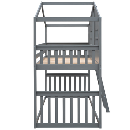 Start2Finish twin over twin wooden bunk bed with ladder, designed for kids and teens, featuring sturdy construction and a classic style.