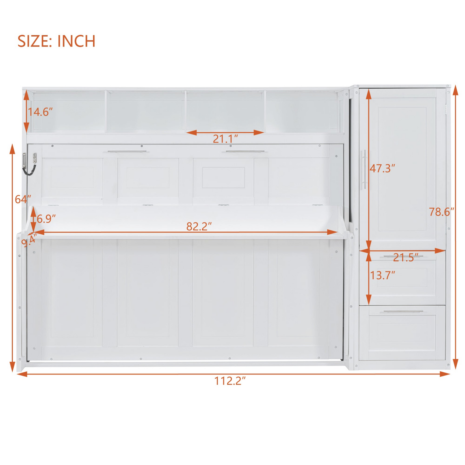 Modern queen size Murphy bed from Start2Finish with built-in closet, drawers, and space-saving wall bed design for compact rooms.