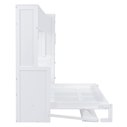 Modern queen size Murphy wall bed with closet and drawers by Start2Finish, space-saving design with sleek wood finish and ample storage.